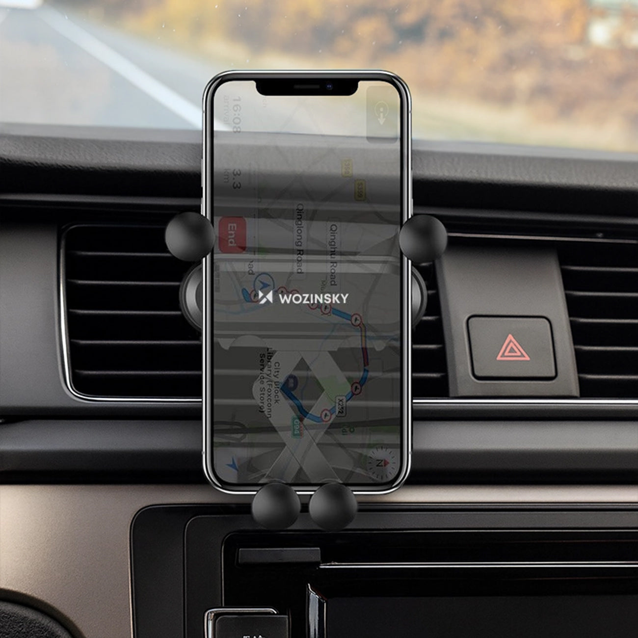 Wozinsky WCH-05 gravitacinis automobilinis telefono laikiklis oro ventiliacijos angai, juodas