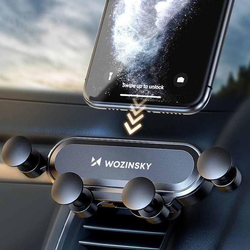 Wozinsky WCH-05 gravitacinis automobilinis telefono laikiklis oro ventiliacijos angai, juodas