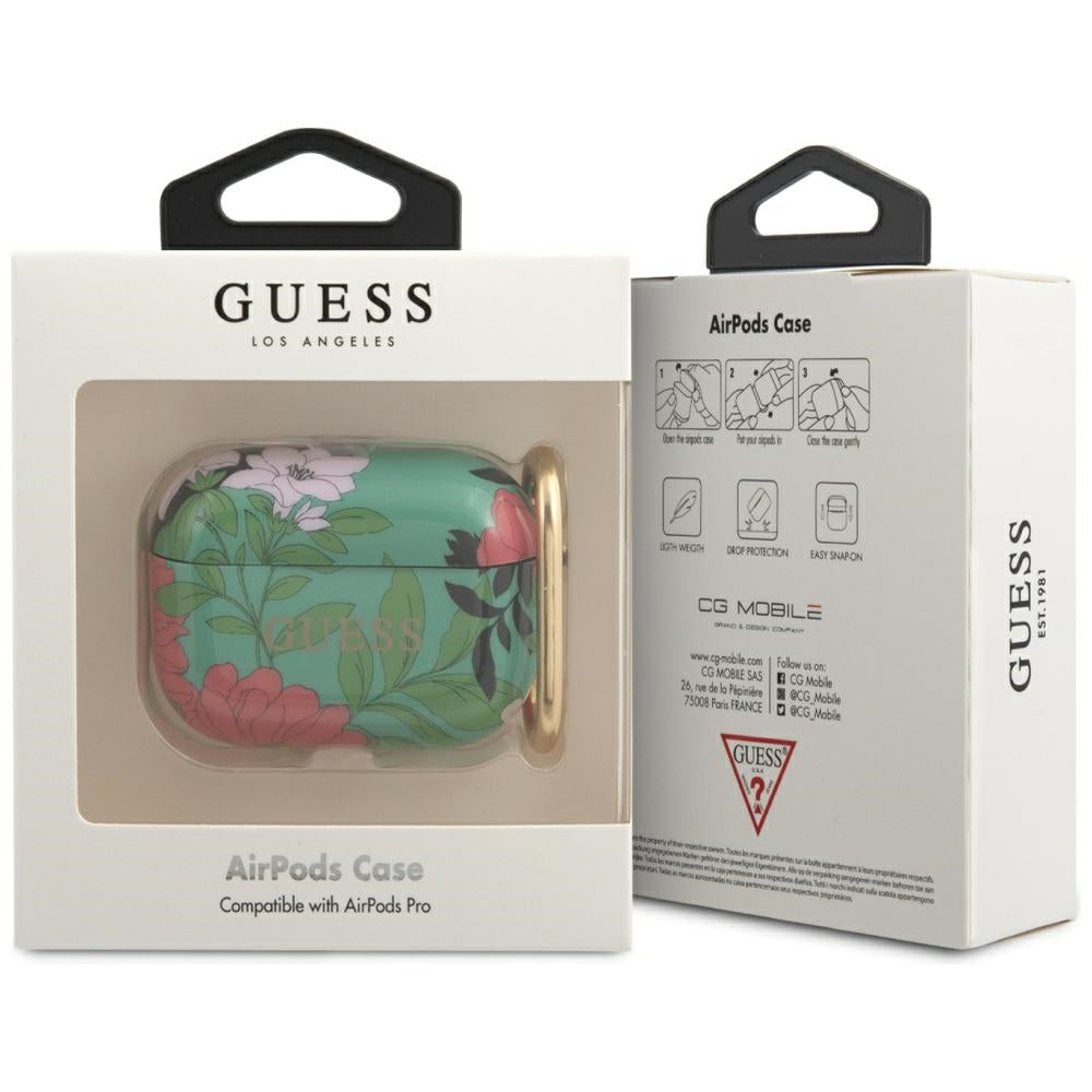 Guess dėklas AirPods Pro – žalias, gėlių motyvas