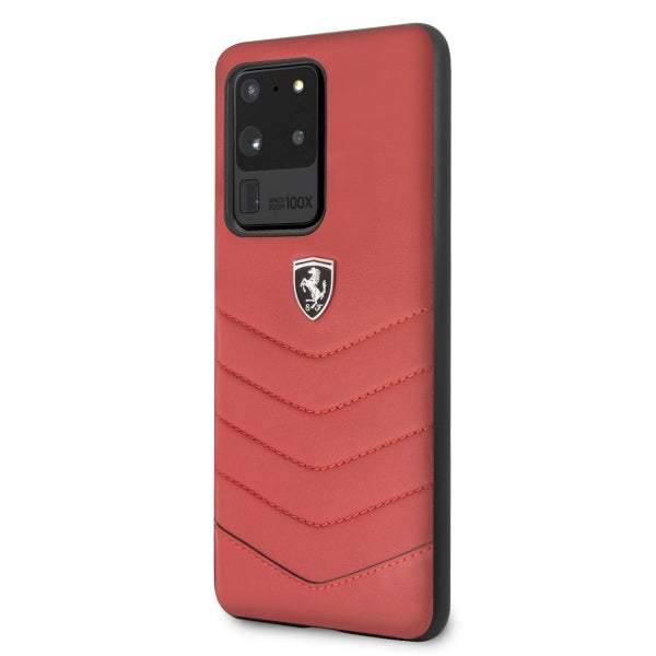 Ferrari Heritage Quilted odinis dėklas Galaxy S20 Ultra – raudonas -- Samsung Galaxy S20 Ultra