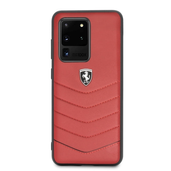 Ferrari Heritage Quilted odinis dėklas Galaxy S20 Ultra – raudonas -- Samsung Galaxy S20 Ultra