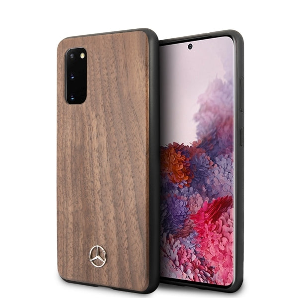Mercedes-Benz Wood Line riešutmedžio dėklas Galaxy S20 – rudas -- Samsung Galaxy S20