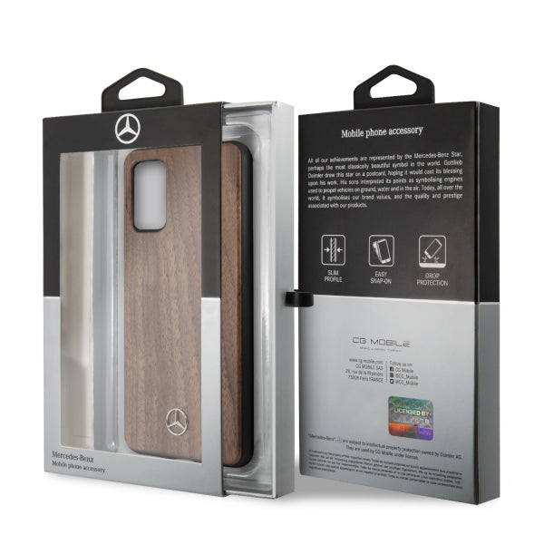 Mercedes-Benz Wood Line riešutmedžio dėklas Galaxy S20+ – rudas -- Samsung Galaxy S20+