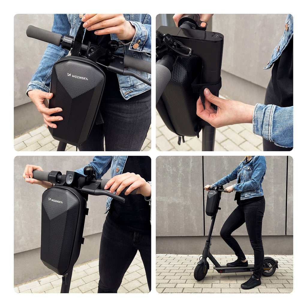 Wozinsky nepralaidus vandeniui elektrinio paspirtuko rankenės krepšys 4L juodas (WSB2BK) -- Bicycle Bags