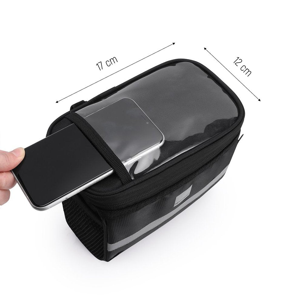 Wozinsky Dviračio rankraščio krepšys su telefono dėklu 2L juodas (WBB12BK) -- Bicycle Bags