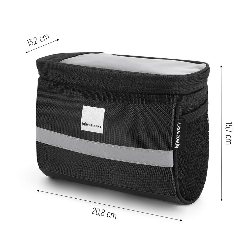 Wozinsky Dviračio rankraščio krepšys su telefono dėklu 2L juodas (WBB12BK) -- Bicycle Bags