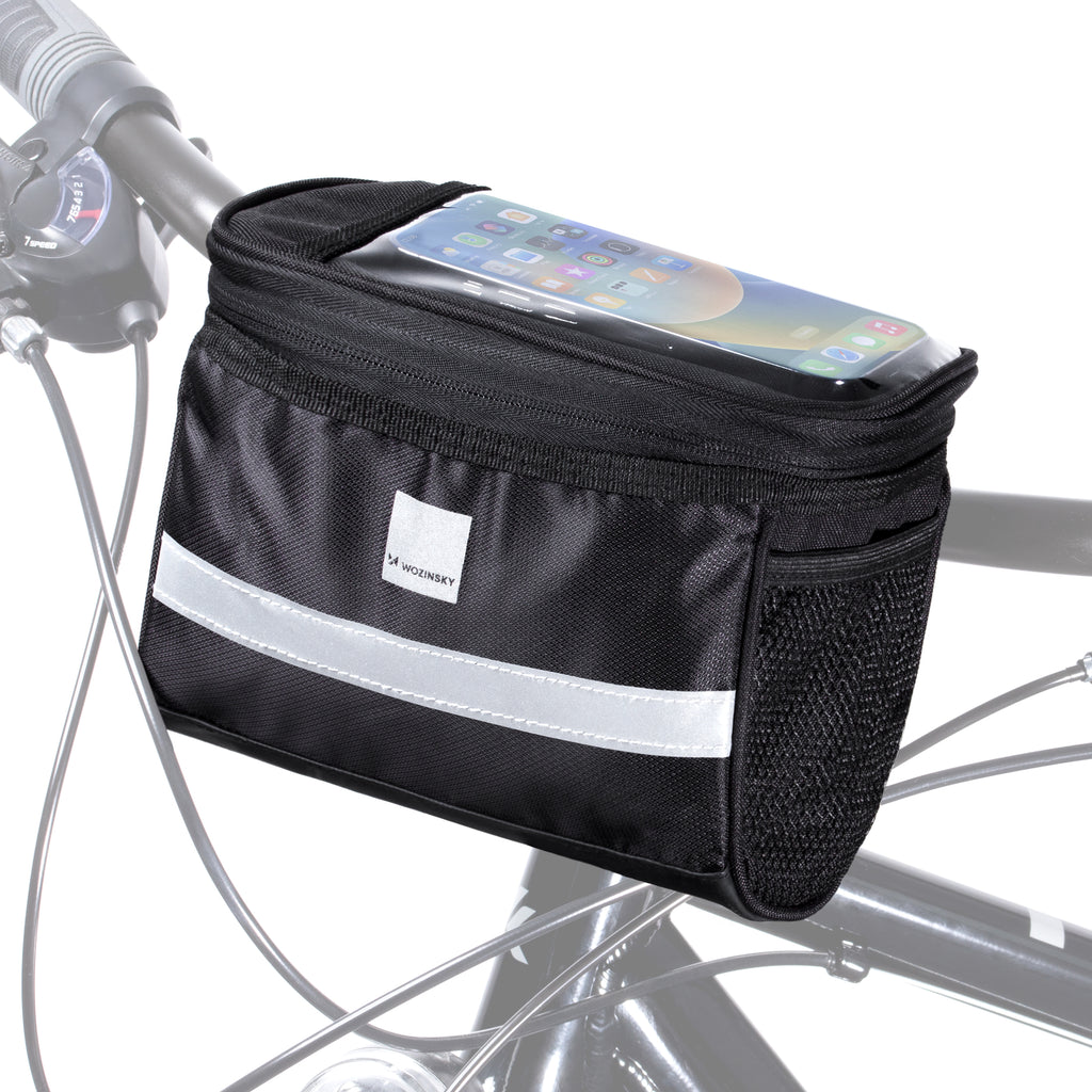 Wozinsky Dviračio rankraščio krepšys su telefono dėklu 2L juodas (WBB12BK) -- Bicycle Bags