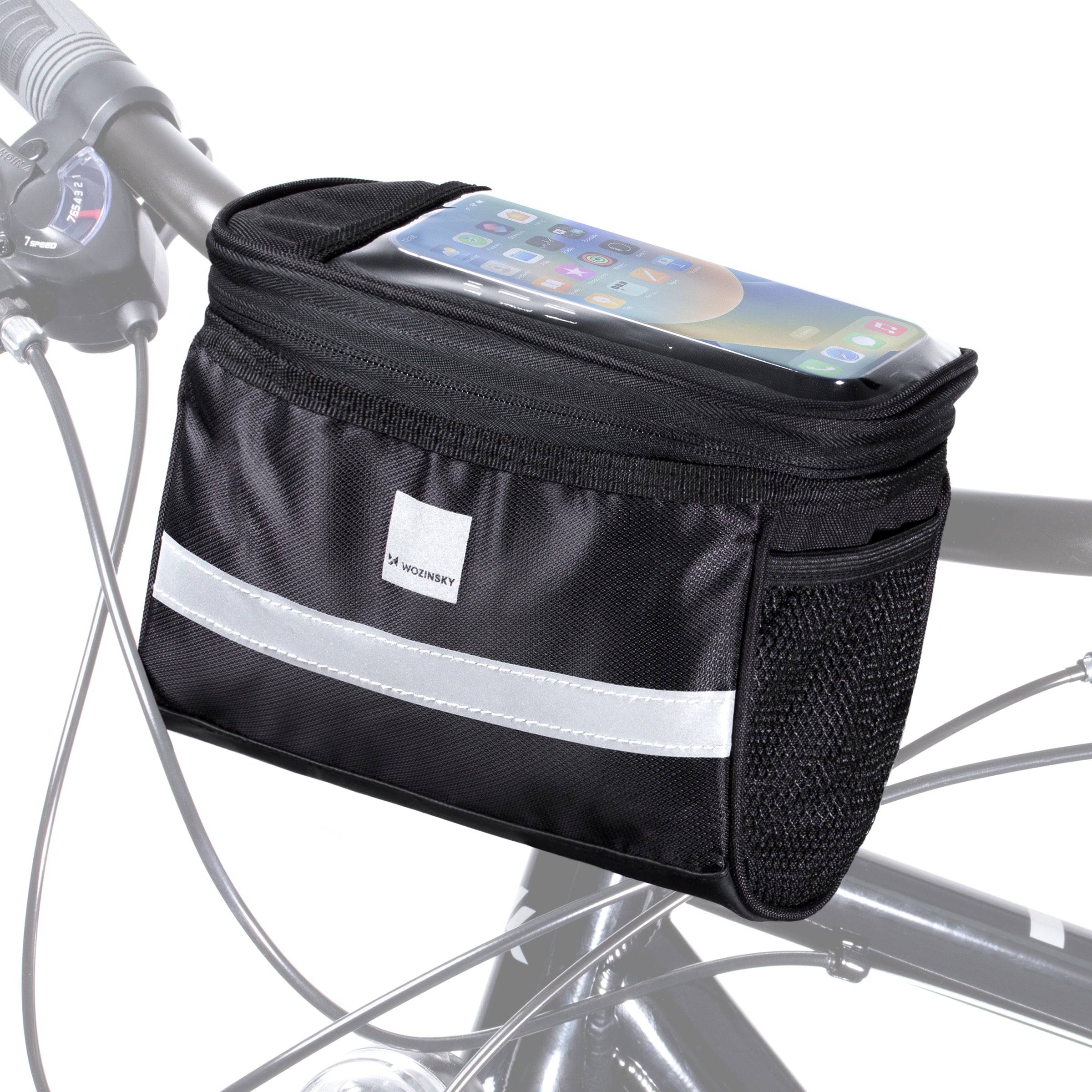 Wozinsky Dviračio rankraščio krepšys su telefono dėklu 2L juodas (WBB12BK) -- Bicycle Bags