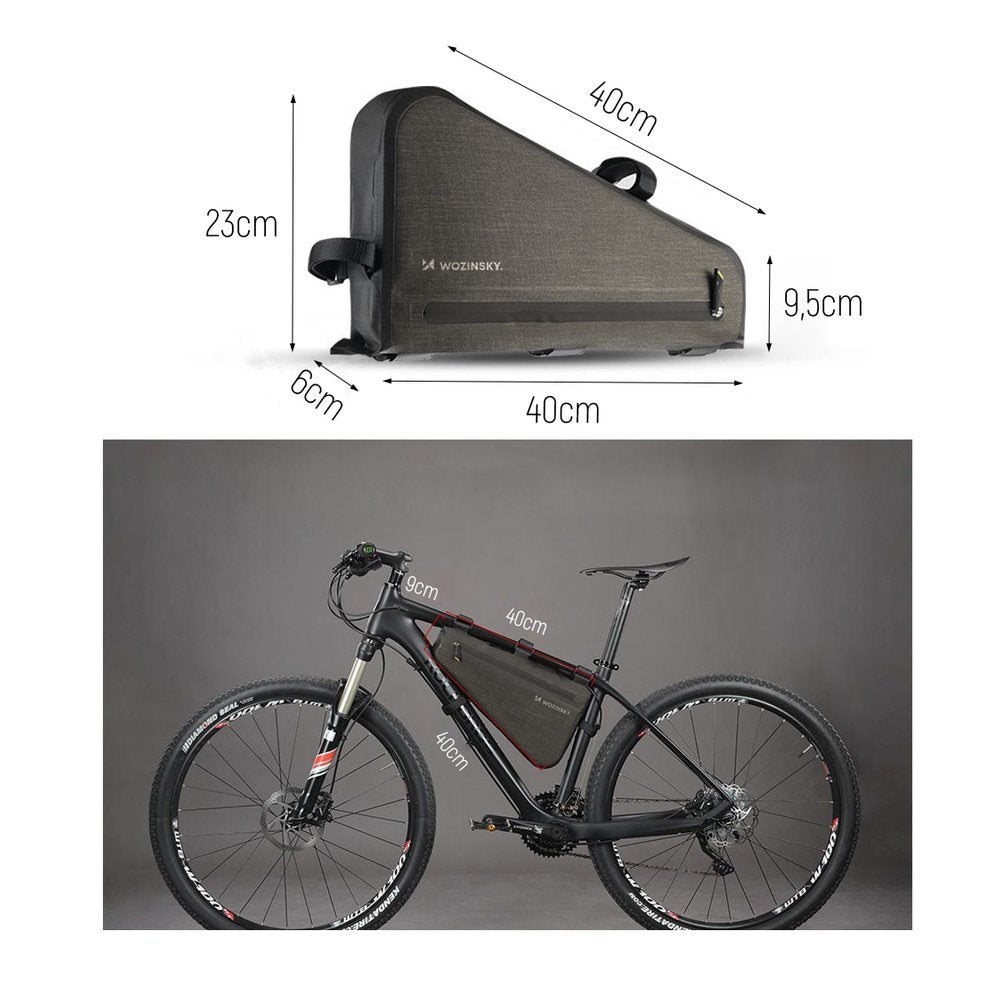 Wozinsky dviračio rėmo krepšys 3.5L pilka (WBB15BK) -- Bicycle Bags