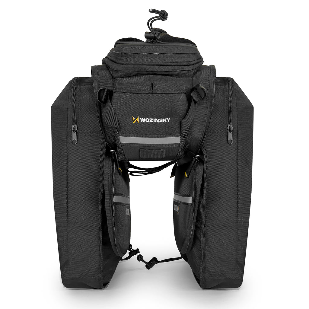 Wozinsky Didelis dviračio bagažo krepšys 35l + lietaus apsauga juodas (WBB19BK) -- Bicycle Bags