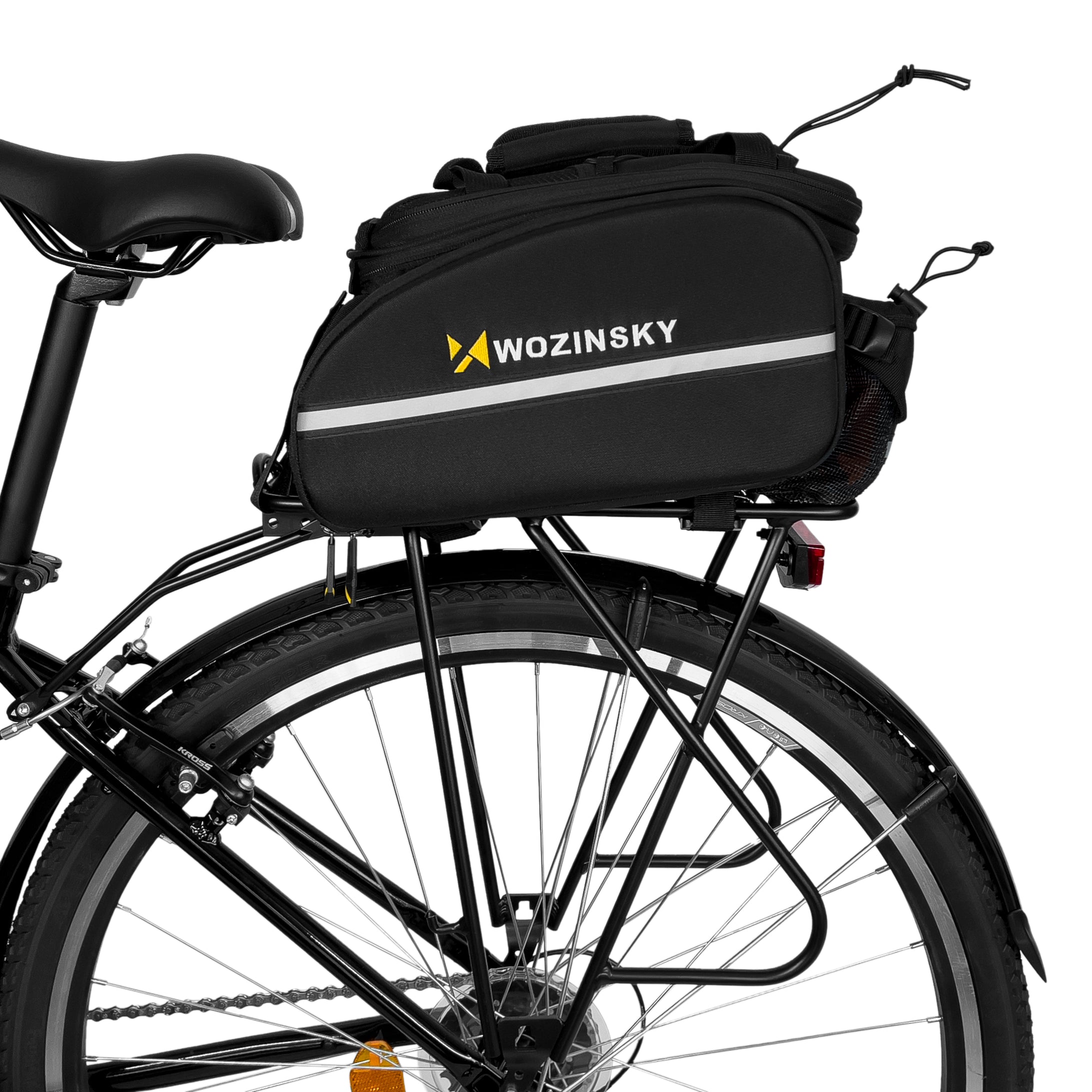 Wozinsky Didelis dviračio bagažo krepšys 35l + lietaus apsauga juodas (WBB19BK) -- Bicycle Bags