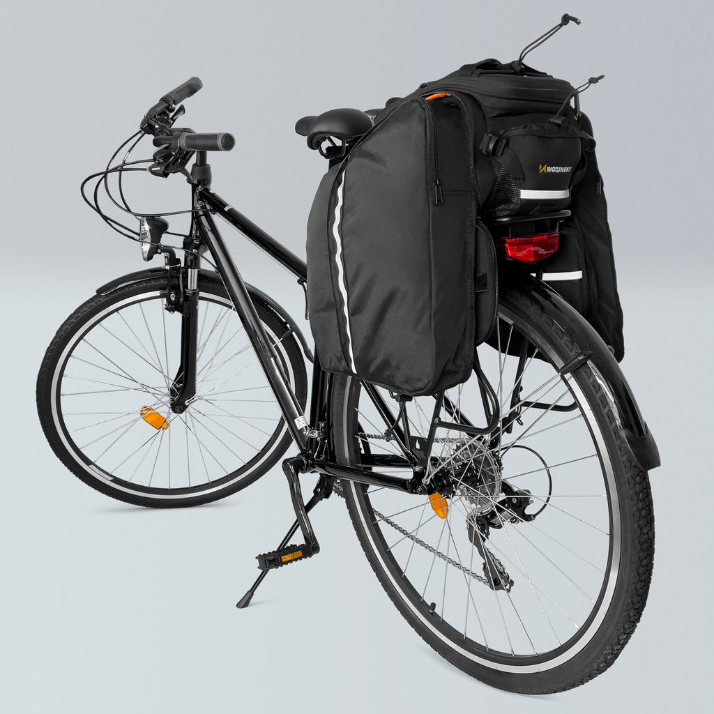 Wozinsky Didelis dviračio bagažo krepšys 35l + lietaus apsauga juodas (WBB19BK) -- Bicycle Bags