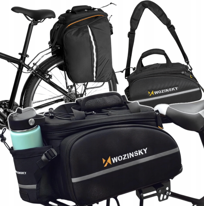 Wozinsky Didelis dviračio bagažo krepšys 35l + lietaus apsauga juodas (WBB19BK) -- Bicycle Bags