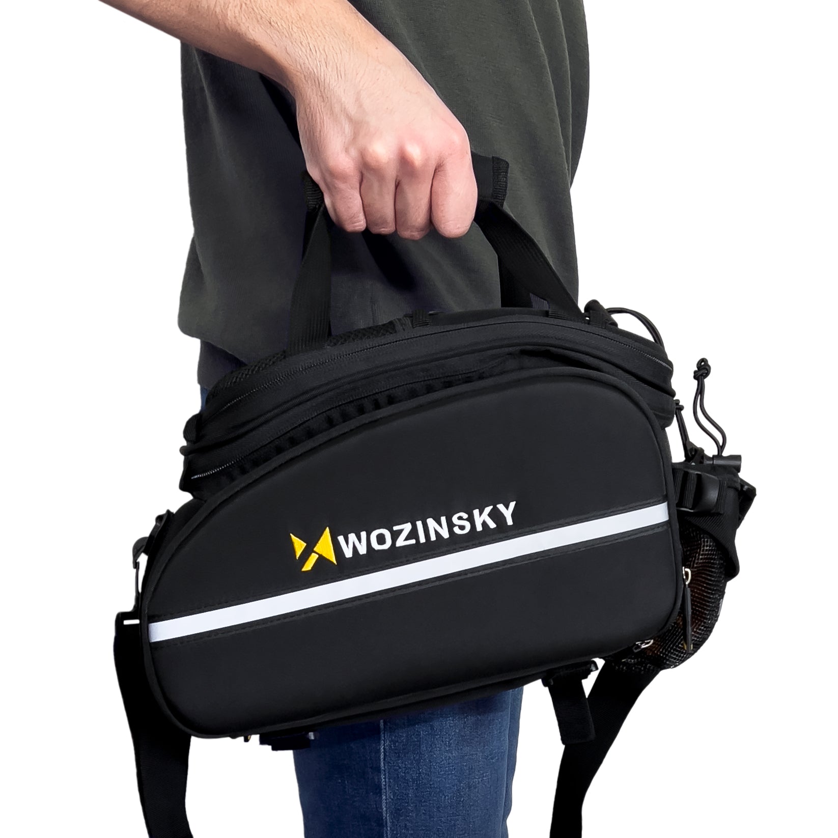 Wozinsky Didelis dviračio bagažo krepšys 35l + lietaus apsauga juodas (WBB19BK) -- Bicycle Bags