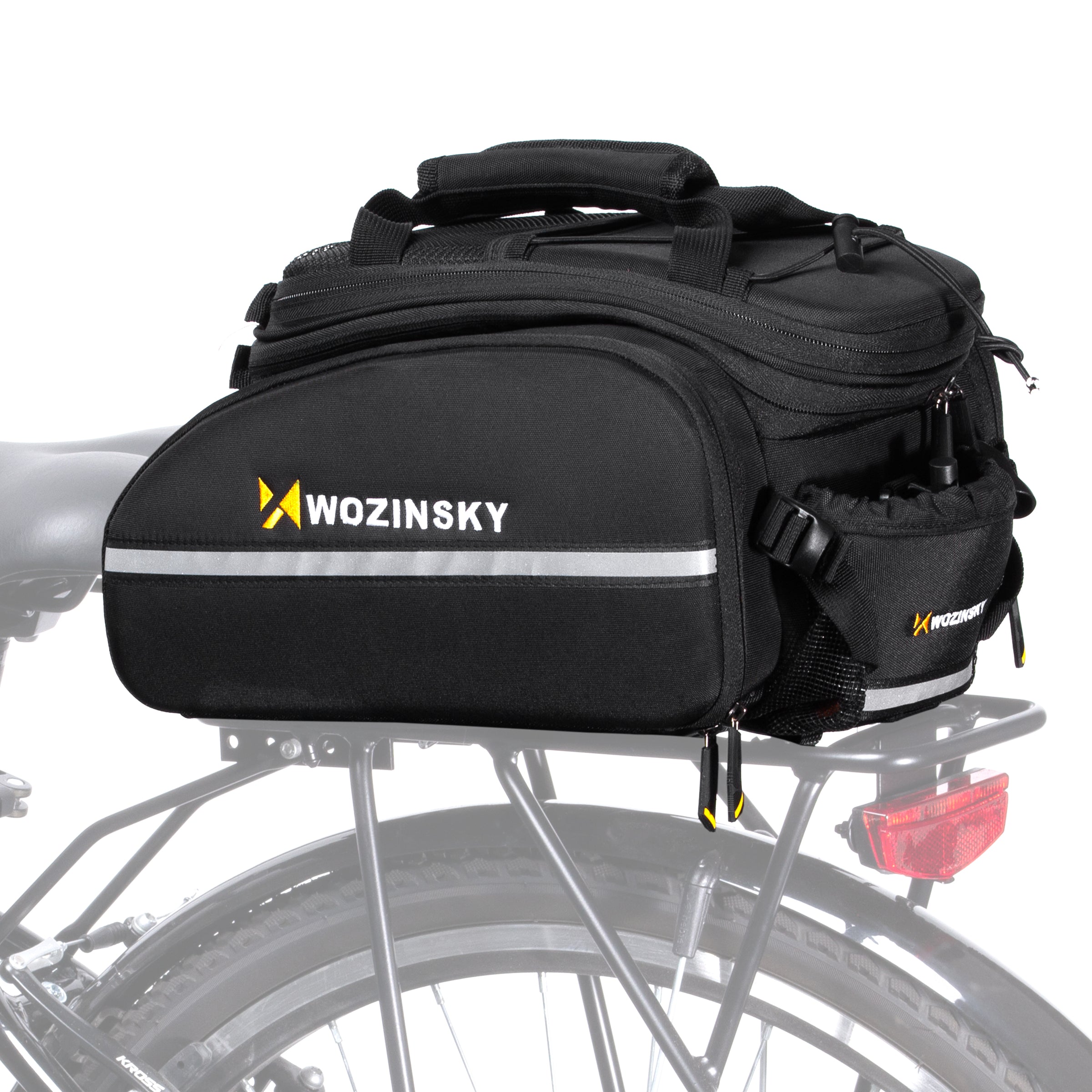 Wozinsky Didelis dviračio bagažo krepšys 35l + lietaus apsauga juodas (WBB19BK) -- Bicycle Bags