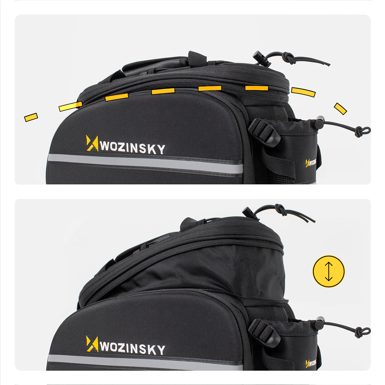 Wozinsky Didelis dviračio bagažo krepšys 35l + lietaus apsauga juodas (WBB19BK) -- Bicycle Bags