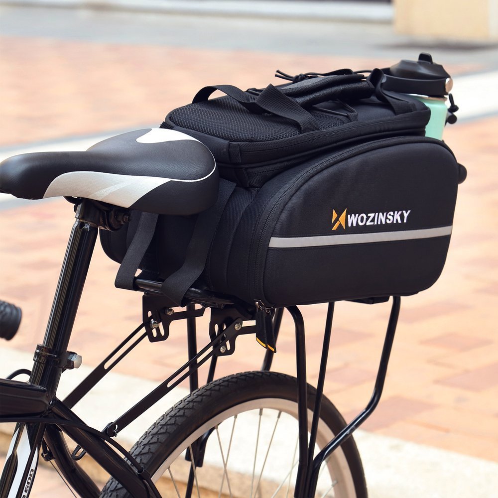 Wozinsky Didelis dviračio bagažo krepšys 35l + lietaus apsauga juodas (WBB19BK) -- Bicycle Bags