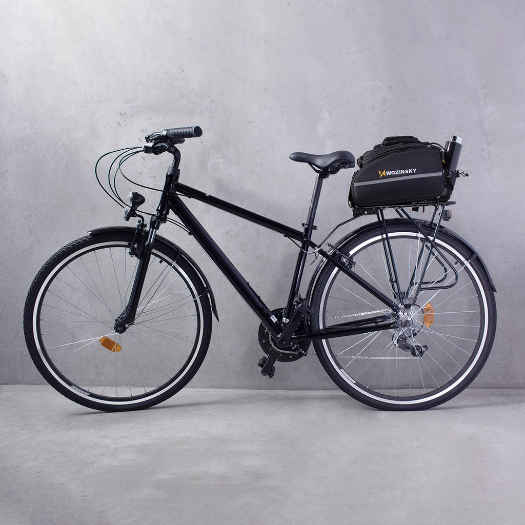 Wozinsky Didelis dviračio bagažo krepšys 35l + lietaus apsauga juodas (WBB19BK) -- Bicycle Bags