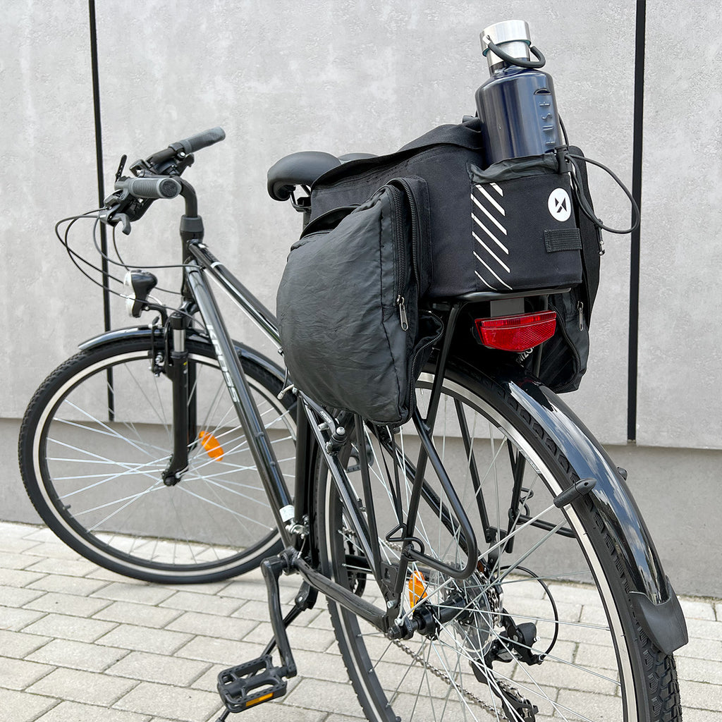 Wozinsky dvirazio pažasti suma su petimi 9L (lietpalties dangalas priimtas) juoda (WBB22BK) -- Bicycle Bags