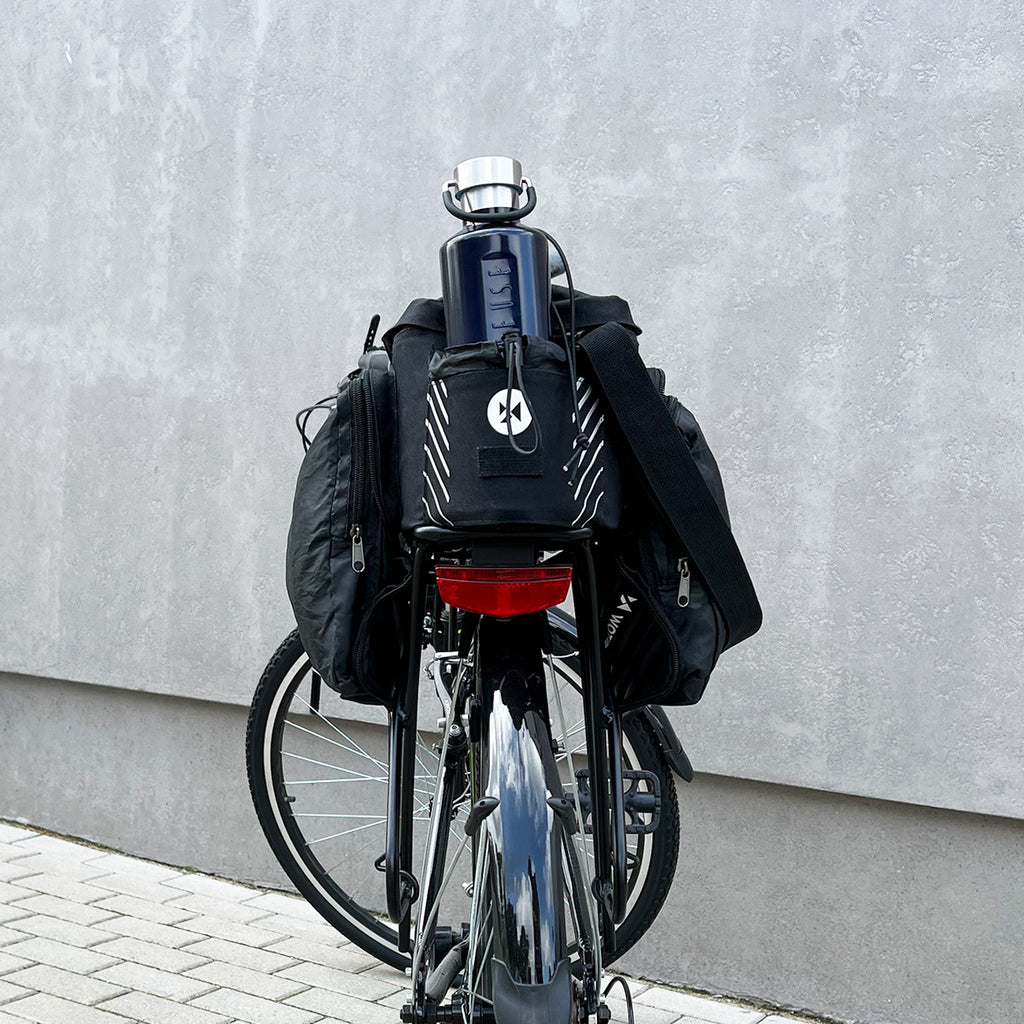 Wozinsky dvirazio pažasti suma su petimi 9L (lietpalties dangalas priimtas) juoda (WBB22BK) -- Bicycle Bags