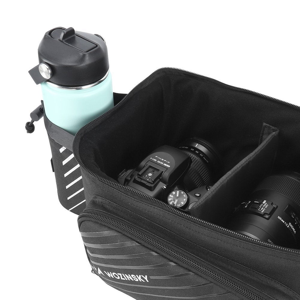 Wozinsky dvirazio pažasti suma su petimi 9L (lietpalties dangalas priimtas) juoda (WBB22BK) -- Bicycle Bags