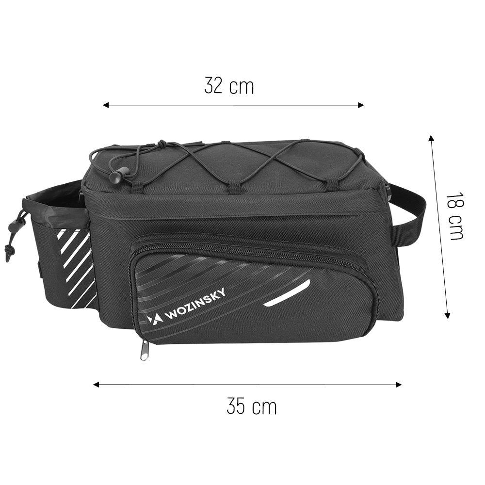 Wozinsky dvirazio pažasti suma su petimi 9L (lietpalties dangalas priimtas) juoda (WBB22BK) -- Bicycle Bags