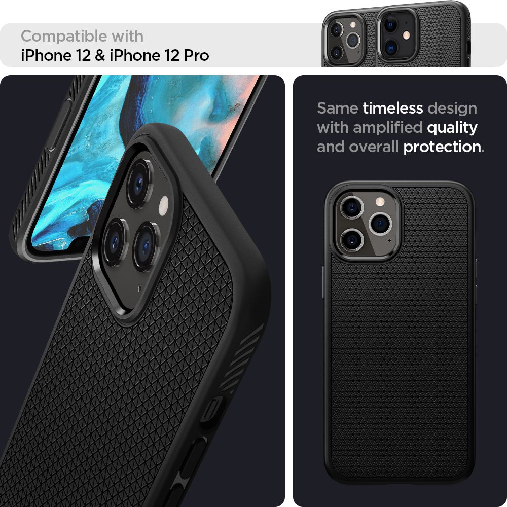 Spigen Liquid Air dėklas iPhone 12 / 12 Pro – juodas -- iPhone 12