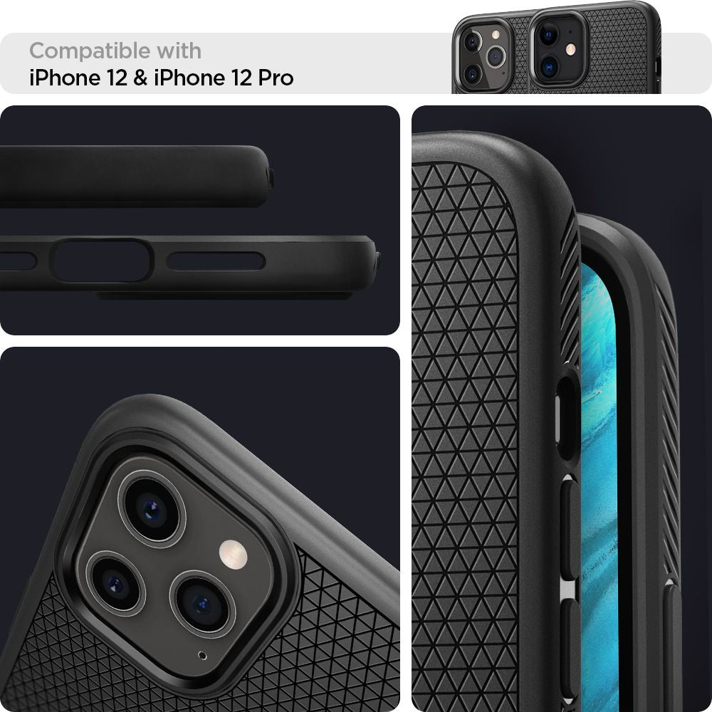 Spigen Liquid Air dėklas iPhone 12 / 12 Pro – juodas -- iPhone 12