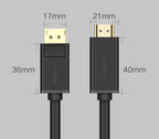 Ugreen vienkryptis DisplayPort į HDMI kabelis 4K 30Hz 32 AWG 1,5m juodas (DP101 10239) -- Video Cables