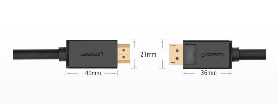Ugreen vienkryptis DisplayPort į HDMI kabelis 4K 30Hz 32 AWG 1,5m juodas (DP101 10239) -- Video Cables