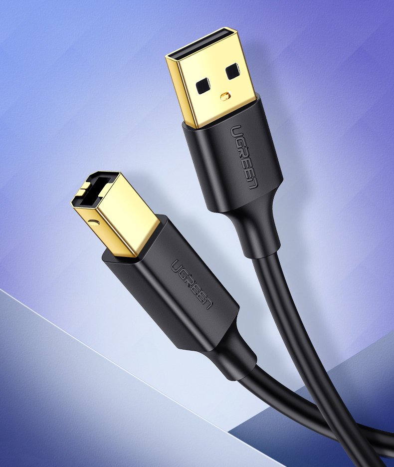Ugreen USB Type B spausdintuvo laidas (vyriškasis) - USB 2.0 (vyriškasis) 480 Mbps 1,5 m juodas (US135 10350) -- Cell...