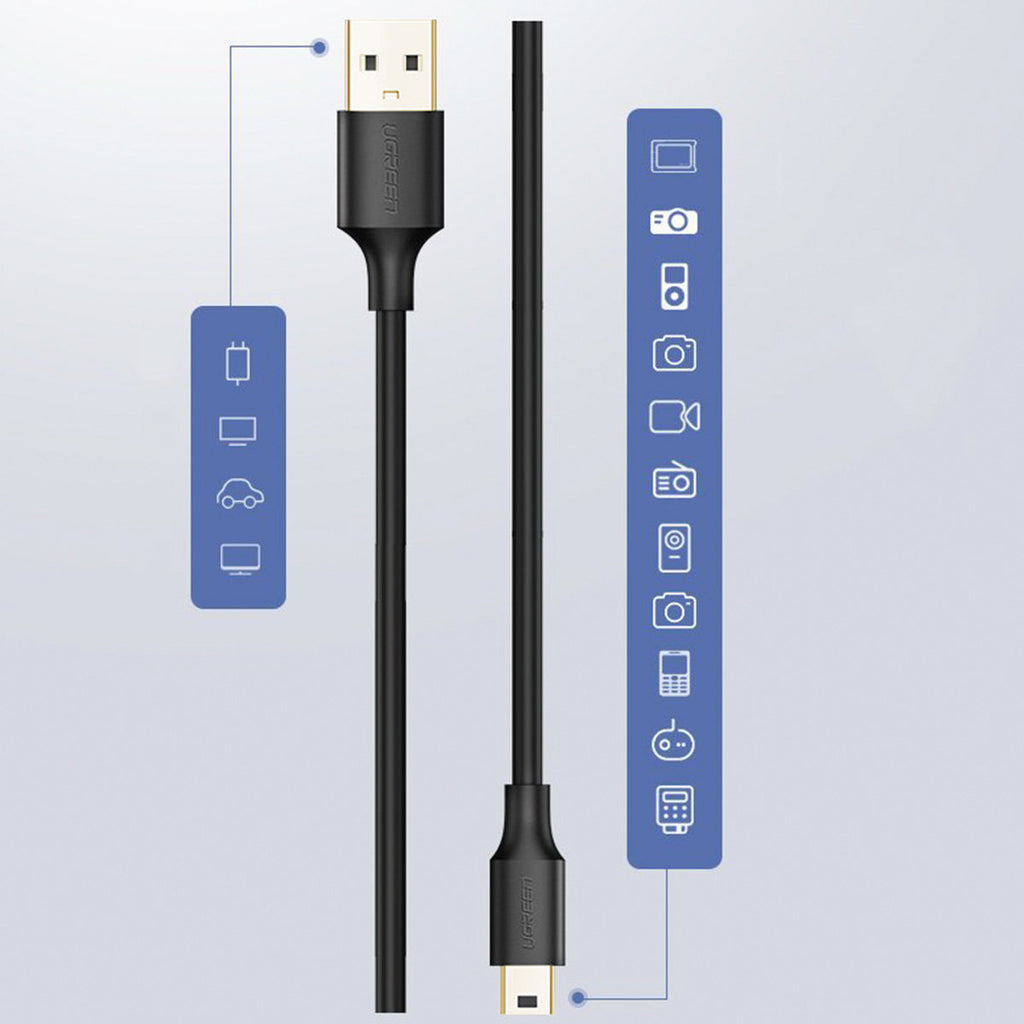 Ugreen laidas USB - mini USB 480 Mbps 3 m juodas (US132 10386) -- Cell phone cables
