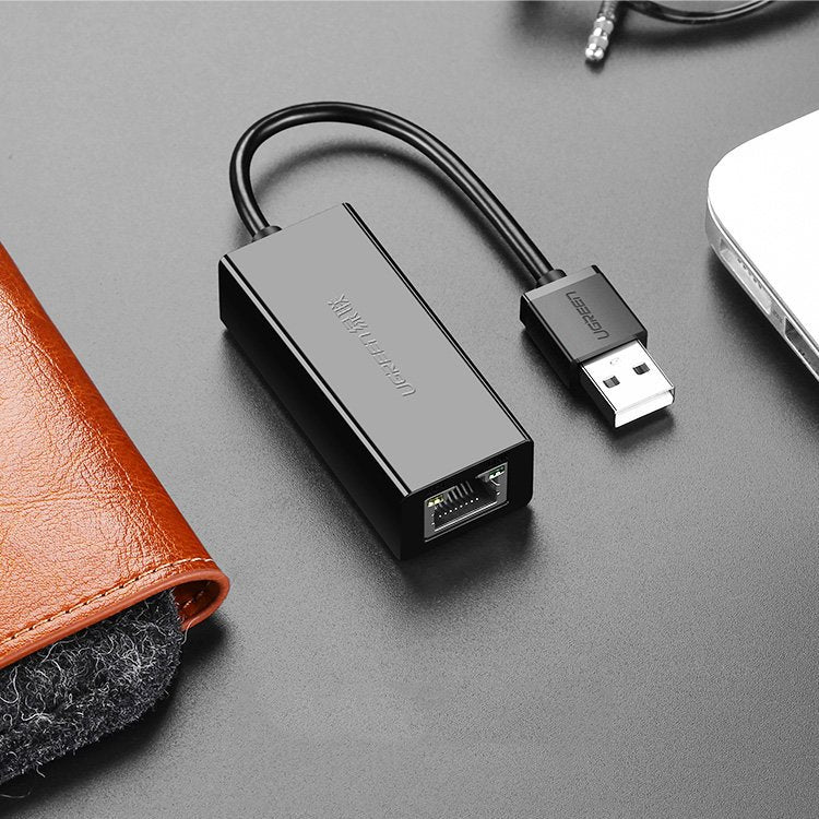 Ugreen išorinis tinklo adapteris RJ45 - USB 2.0 100 Mbps Ethernet juodas (CR110 20254) -- USB Adapters
