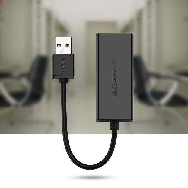 Ugreen išorinis tinklo adapteris RJ45 - USB 2.0 100 Mbps Ethernet juodas (CR110 20254) -- USB Adapters