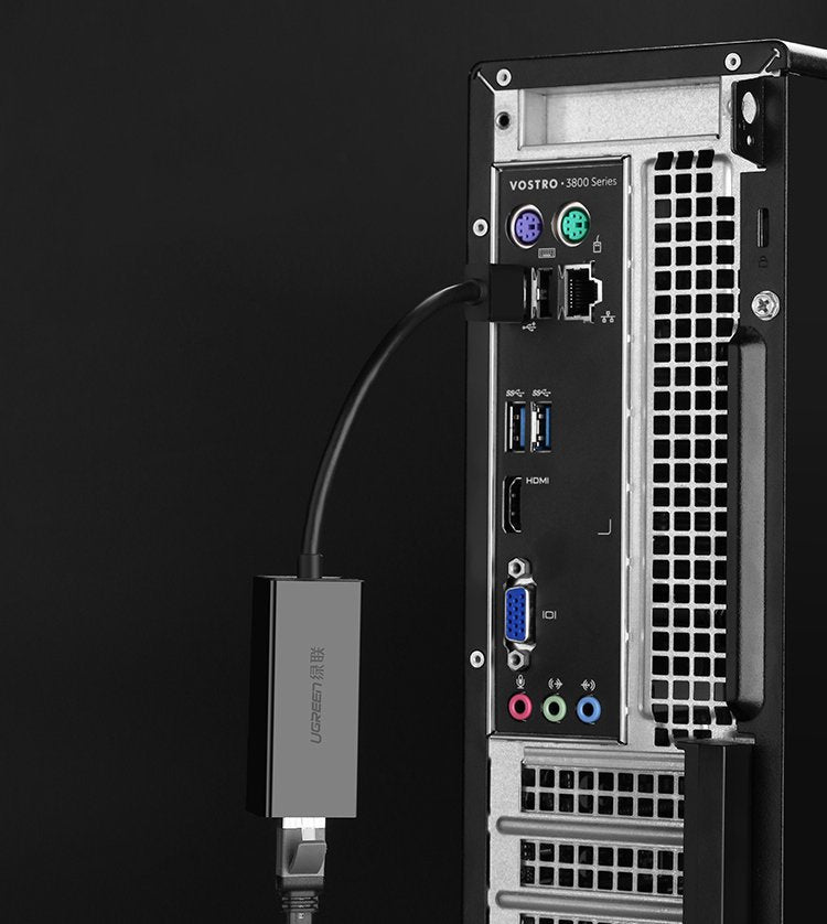 Ugreen išorinis tinklo adapteris RJ45 - USB 2.0 100 Mbps Ethernet juodas (CR110 20254) -- USB Adapters