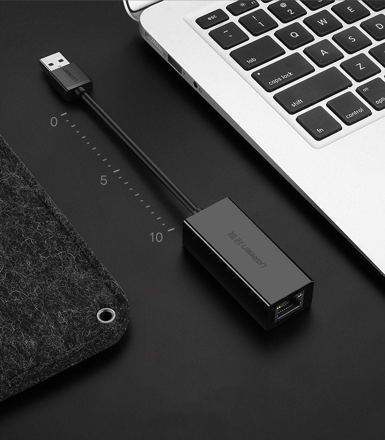 Ugreen išorinis tinklo adapteris RJ45 - USB 2.0 100 Mbps Ethernet juodas (CR110 20254) -- USB Adapters