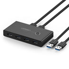 Ugreen switch box HUB jungiklis 4x USB 3.2 Gen 1 USB skaidytuvas dviem kompiuteriams juodas (US216 30768) -- KVM Switches