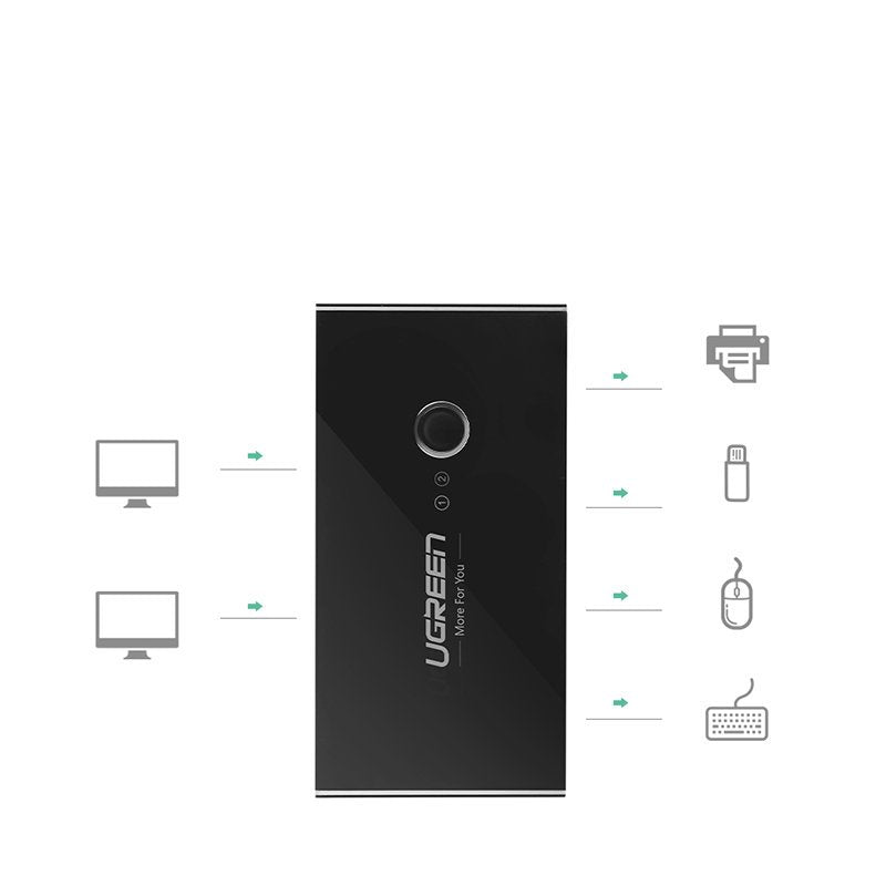 Ugreen switch box HUB jungiklis 4x USB 3.2 Gen 1 USB skaidytuvas dviem kompiuteriams juodas (US216 30768) -- KVM Switches