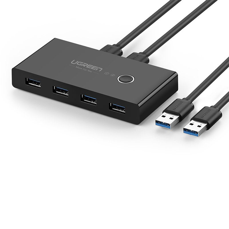 Ugreen switch box HUB jungiklis 4x USB 3.2 Gen 1 USB skaidytuvas dviem kompiuteriams juodas (US216 30768) -- KVM Switches