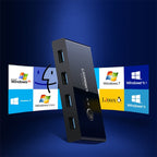 Ugreen switch box HUB jungiklis 4x USB 3.2 Gen 1 USB skaidytuvas dviem kompiuteriams juodas (US216 30768) -- KVM Switches