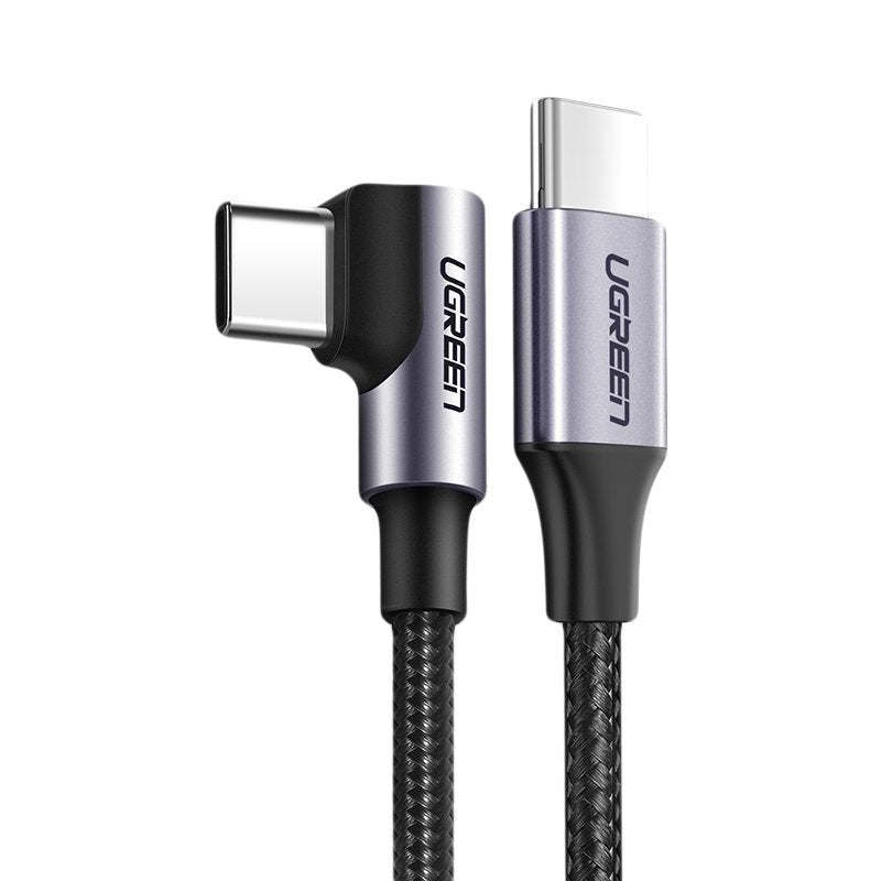 Ugreen US255 50125 USB-C (tiesus) / USB-C (kampinis) PD QC laidas 60W 3A 2m - pilkas -- Cell phone cables