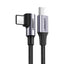 Ugreen US255 50125 USB-C (tiesus) / USB-C (kampinis) PD QC laidas 60W 3A 2m - pilkas -- Cell phone cables