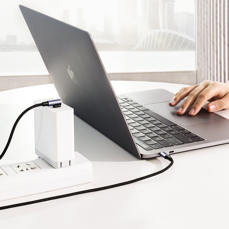 Ugreen US255 50125 USB-C (tiesus) / USB-C (kampinis) PD QC laidas 60W 3A 2m - pilkas -- Cell phone cables