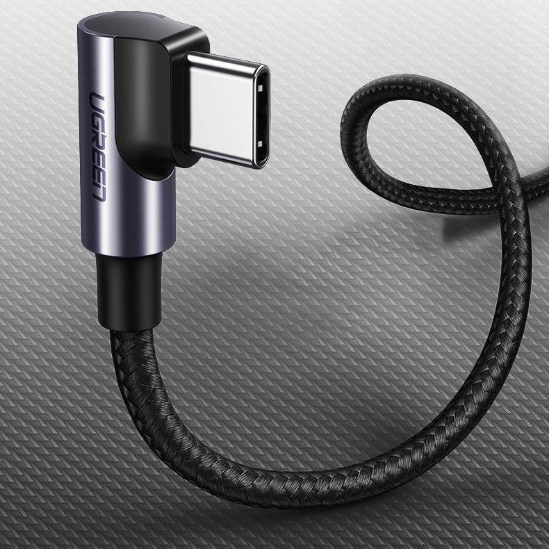 Ugreen US255 50125 USB-C (tiesus) / USB-C (kampinis) PD QC laidas 60W 3A 2m - pilkas -- Cell phone cables