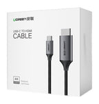 Ugreen HDMI – USB Type C kabelis 4K 60 Hz 1,5 m juodai pilkas (MM142 50570) -- Video Cables