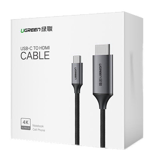 Ugreen HDMI – USB Type C kabelis 4K 60 Hz 1,5 m juodai pilkas (MM142 50570) -- Video Cables