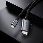 Ugreen HDMI – USB Type C kabelis 4K 60 Hz 1,5 m juodai pilkas (MM142 50570) -- Video Cables