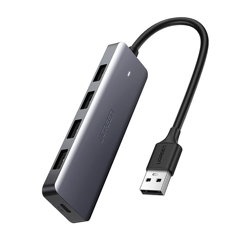 Ugreen USB HUB - 4x USB 3.2 Gen 1 su micro USB maitinimo prievadu pilkas (CM219 50985) -- USB Hubs