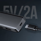 Ugreen USB HUB - 4x USB 3.2 Gen 1 su micro USB maitinimo prievadu pilkas (CM219 50985) -- USB Hubs
