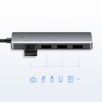 Ugreen USB HUB - 4x USB 3.2 Gen 1 su micro USB maitinimo prievadu pilkas (CM219 50985) -- USB Hubs